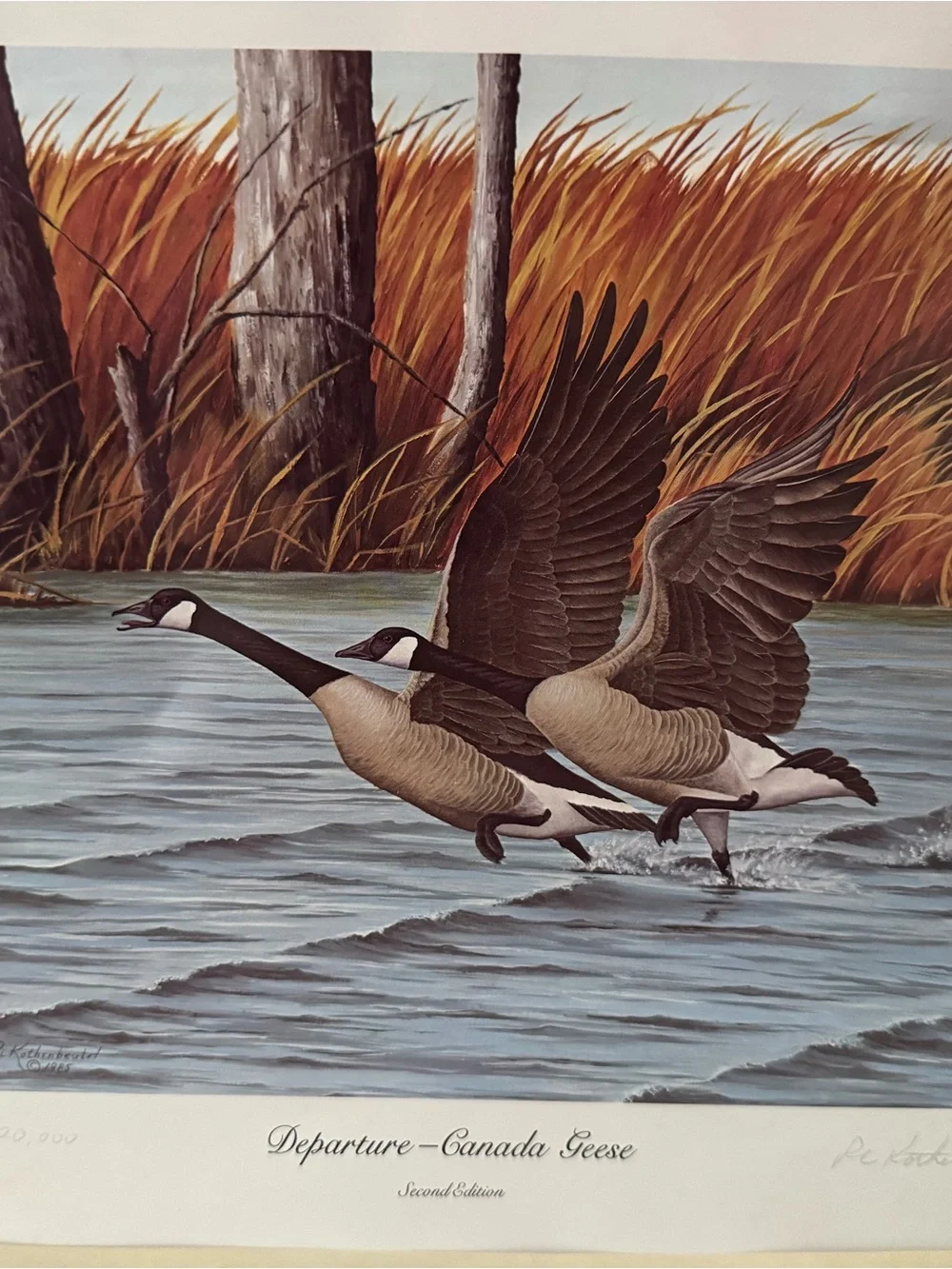 Vintage 1985 R. L. Kothenbeutel Windward & Departure Canada Geese Signed Prints